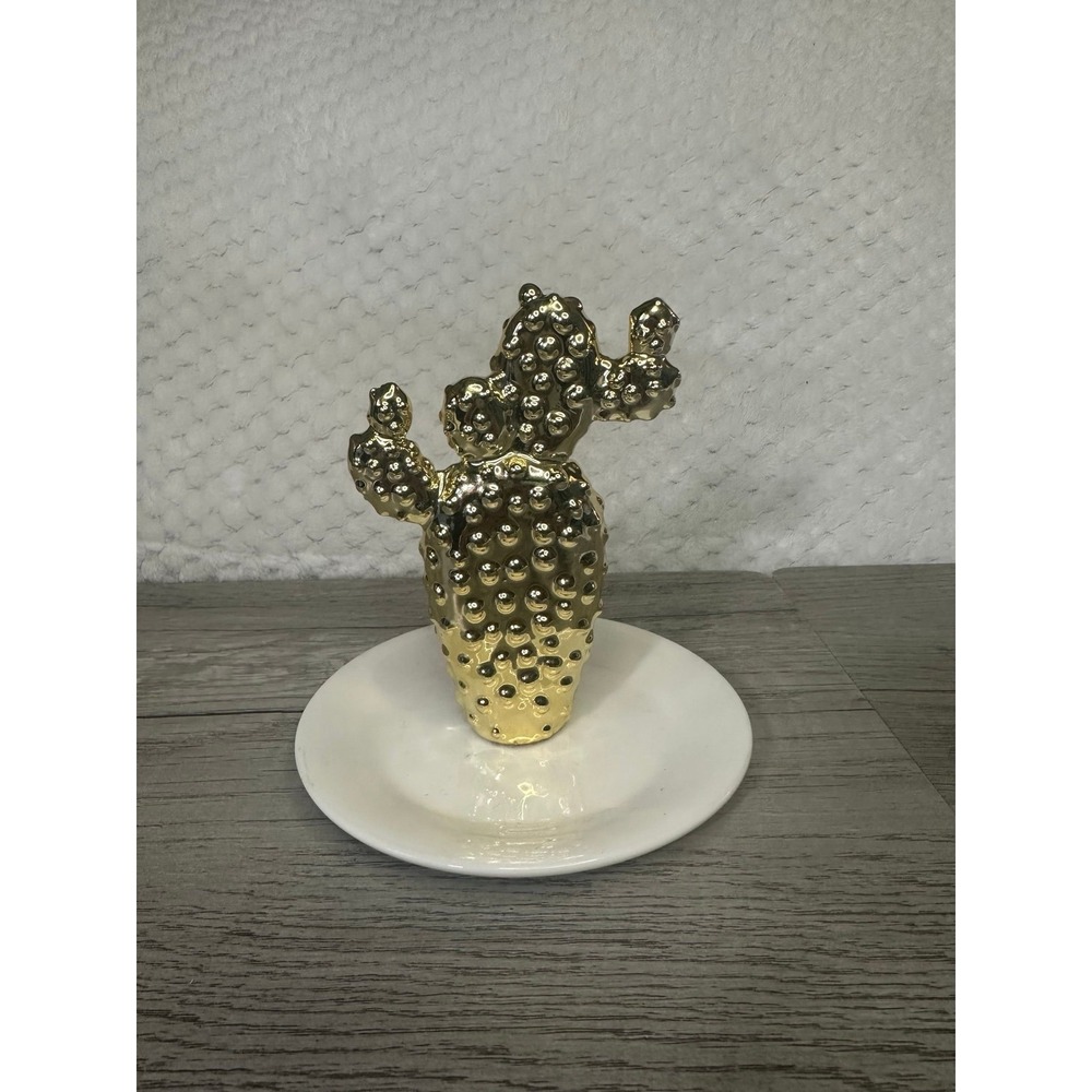 Gold Color Small Cactus Ring/ Trinket Dish Jewelry Holder Home Decor
